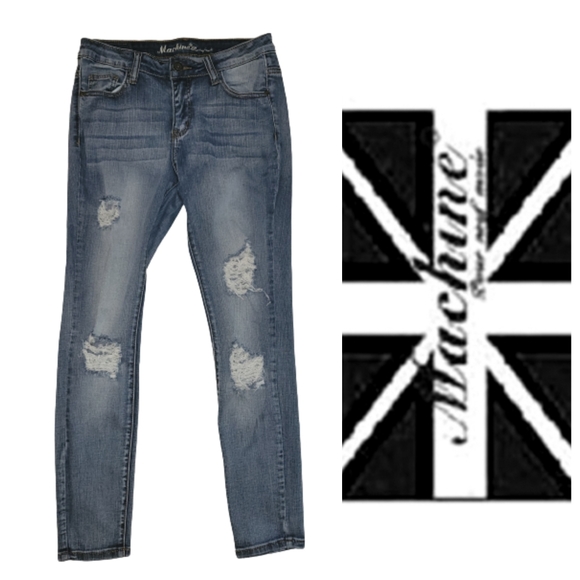Machine Denim - Machine Skinnny Jeans Mid Rise Ripped Destroyed Size 28/6